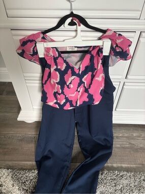 ***WORK SET***SHEIN Blue pants with Pink /Blue Umgee Too